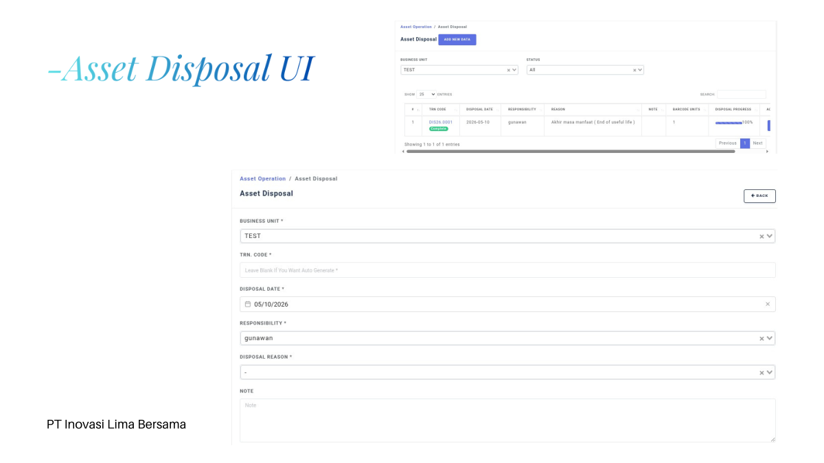 Atraxsys disposal UI preview
